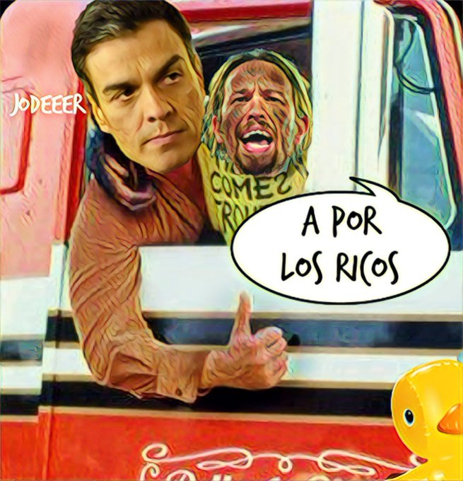 Sánchez y su MiniYo revolucionario desean un #Feliz2020 a todos los contribuyentes y contribuyentas. Por Linda Galmor