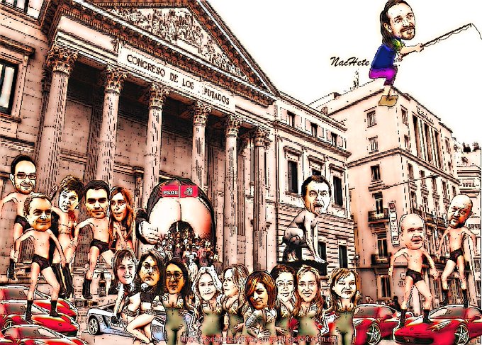 Conversación para reír por no llorar sobre la nueva fiesta nacional. Ilustración de Nachete