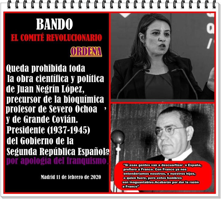 Queda prohibida toda la obra científica y política de Juan Negrín por apología del franquismo