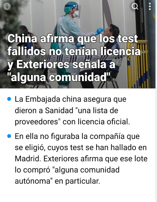 China afirma que los test fallidos no tenían licencia