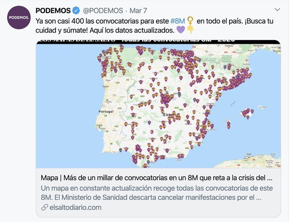 Desde PODEMOS han ordenado borrar toda traza de este tweet. Es decir, del tweet de sus muertos.