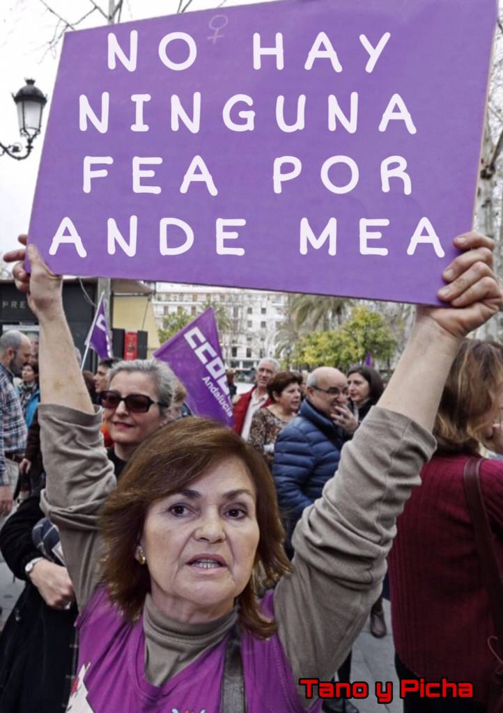 Nuestro país de pandereta luce como emblema a Carmen Calvo. Ilustración de Tano y Picha