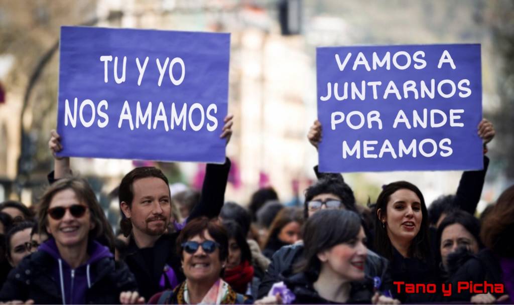 Roguemos a Santiago y Cierra España, que se acuerde de nosotros y baje a poner orden en este gallinero. Ilustración de Tano y Picha