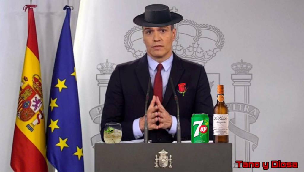 La boina asoma y españita la cutre, que no España, ilumina la Moncloa. Ilustración de Tano y Diosa