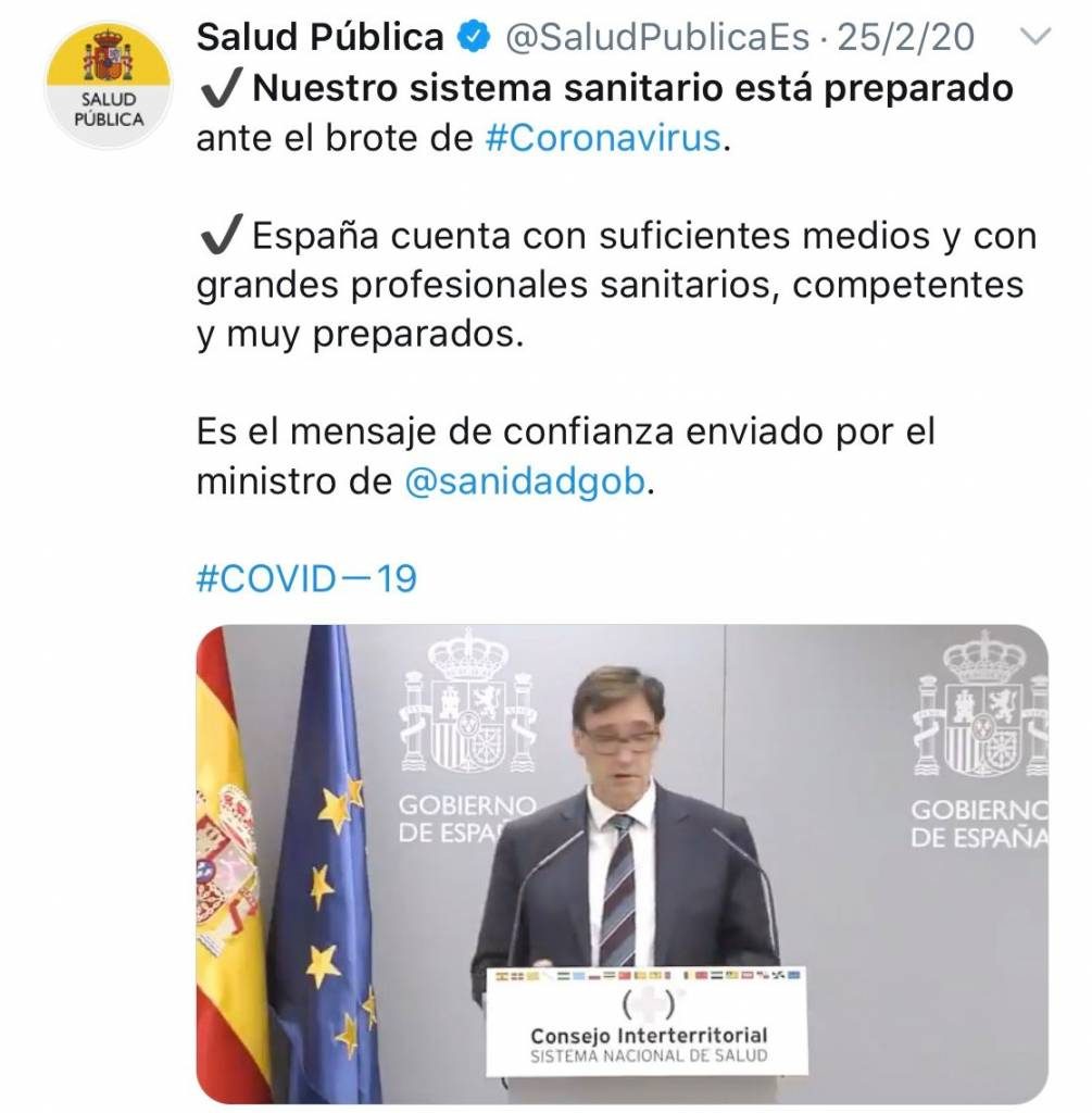 Nos dijeron que nuestro sistema sanitario estaba preparado ante el brote de coronavirus el día 25 de febrero