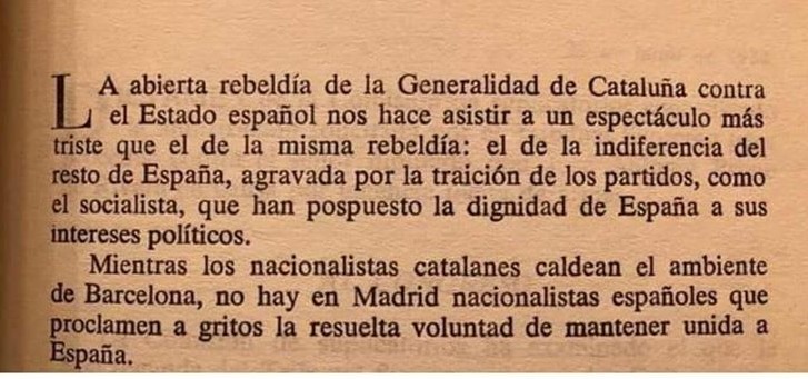 Texto de José Antonio Primo de Rivera. Parece que lo ha escrito esta mañana. La historia se repite.