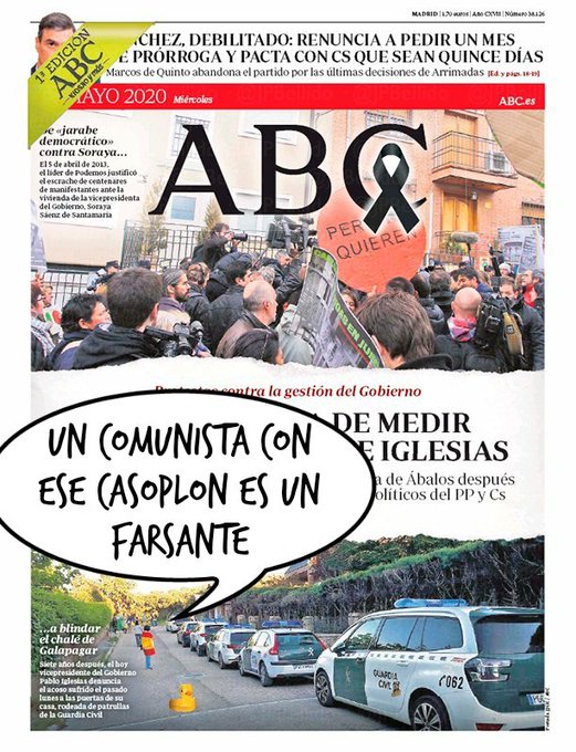 La Guardia Civil corta la calle de acceso al Casoplón del matrimonio Ceaucescu, para evitar el jarabe democrático de los ciudadanos. Por Linda Galmor