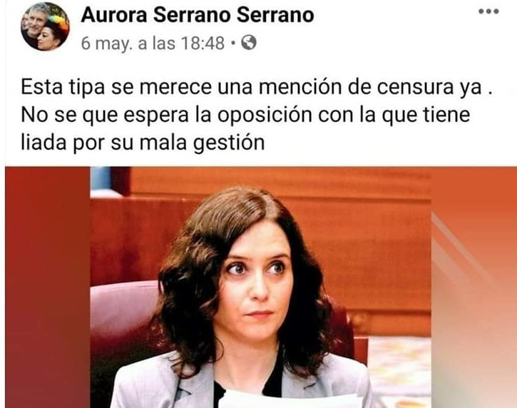 Dice la graduada subvencionada en Igualdad de Género que hay que hacerle una "Mención de censura" a Díaz Ayuso