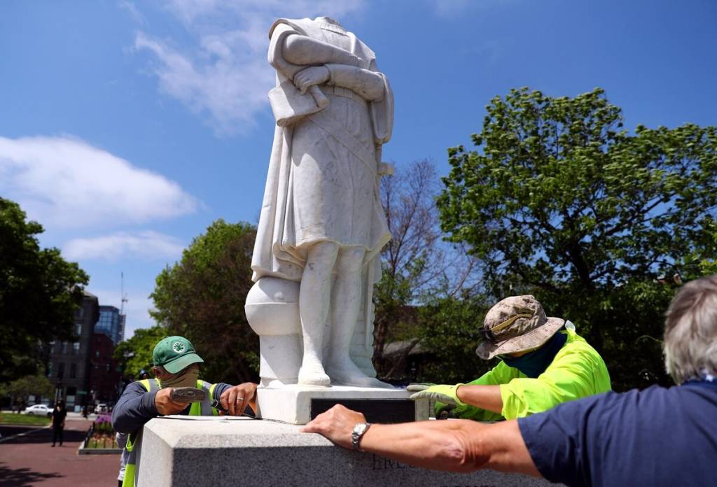 La estatua decapitada de Colón en Richmond