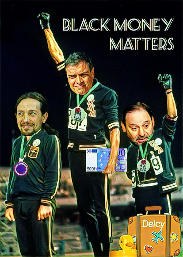Caja b en el PP: mal, muy mal y moción de censura. Caj b en la izquierda: malditas cloacas! Ilustración de Linda Galmor