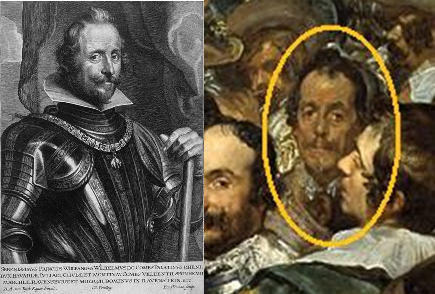 Podemos apreciar el asombroso parecido que nos lleva a decantarnos por pensar que es el Príncipe de Neuburg.