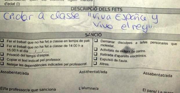 Amonestan a un estudiante en Mallorca por decir Viva España y Viva el Rey