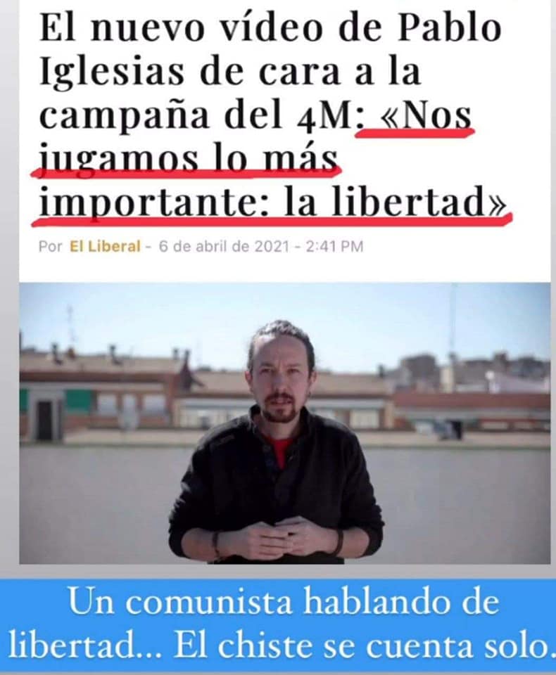 Pablo Iglesias en campaña del 4M dice que nos jugamos la libertad