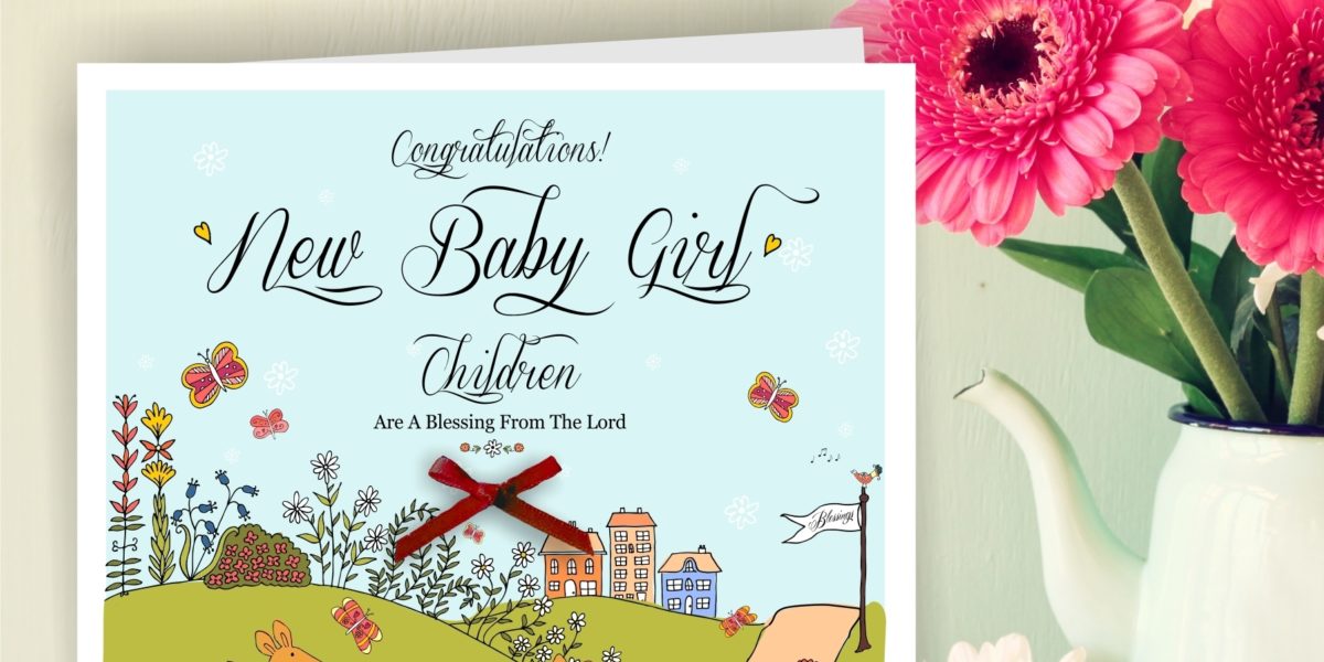 handmade new baby girl greetings card cheerfully given