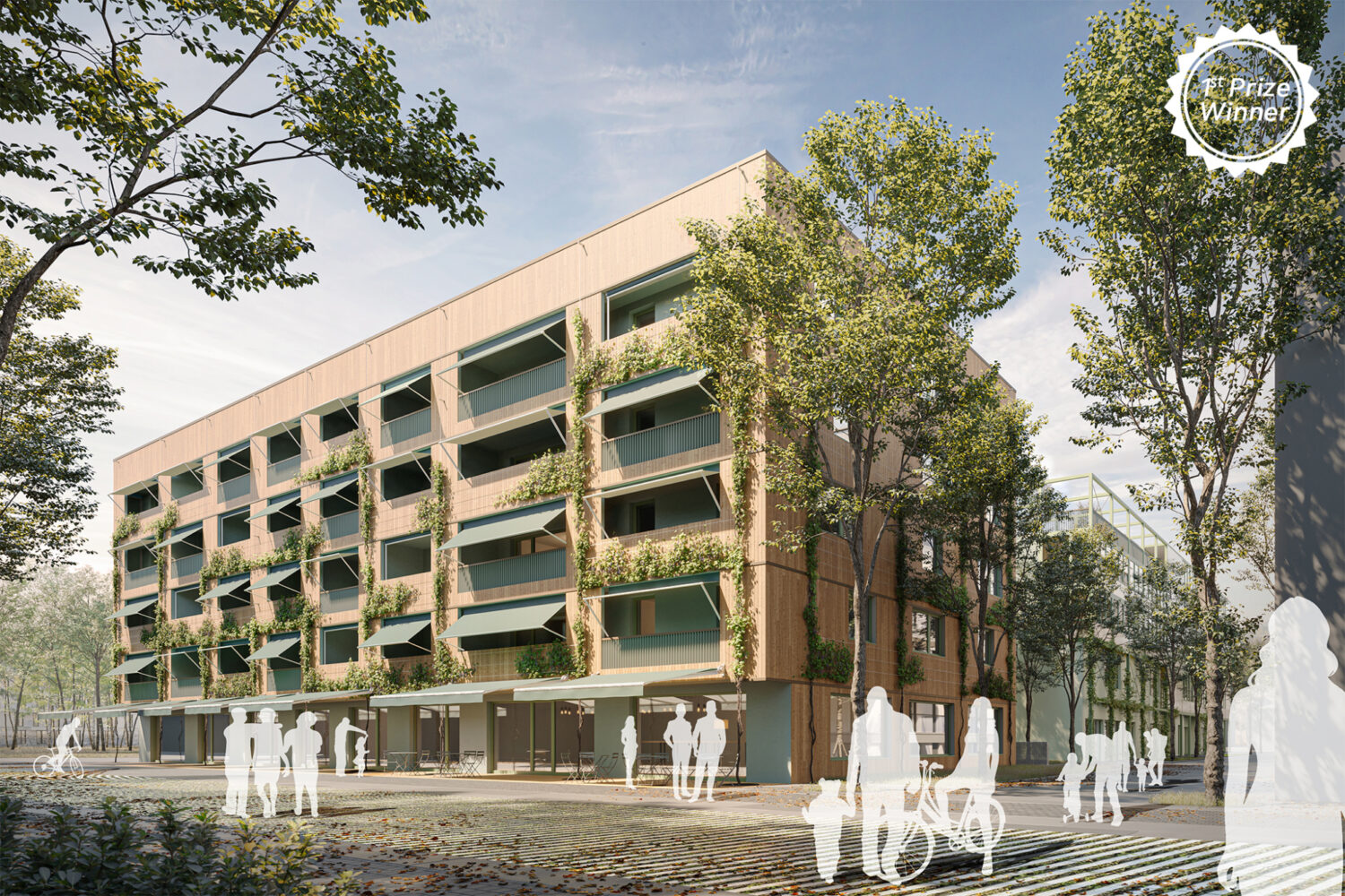 Wohnbau und kindertagesstätte mainz kastel visualisierung 1 stempel weiss rechts oben