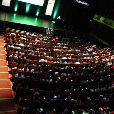 The Brighton Dome packed with attendees.