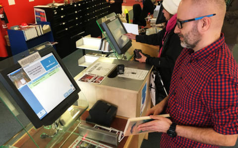 A man testing new software at Suffolk libraries