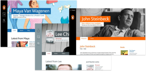 A group of screenshots showcasing the new and improved design work for Penguin