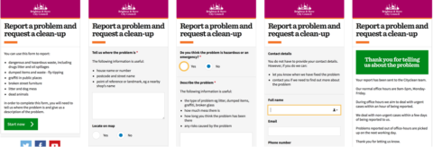 A redesign street report form used to capture information from citizens
