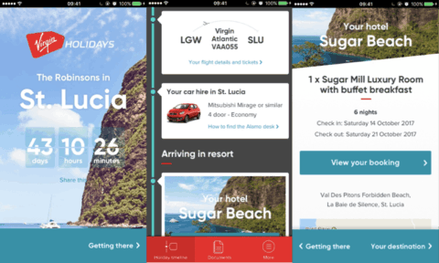 Three screenshots showing steps in the user journey.