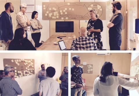 Men and women in design workshops, collaborating
