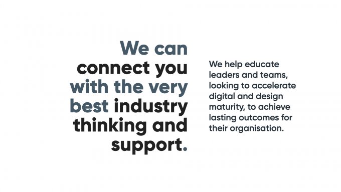 A slide summarising Clearleft's ability to connect clients with the best in the industry