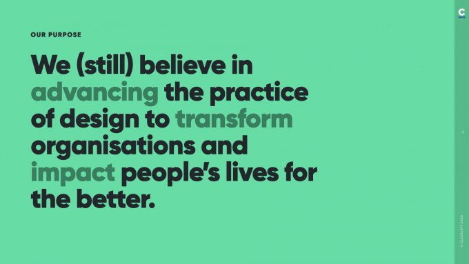 A slide summarising Clearleft's purpose