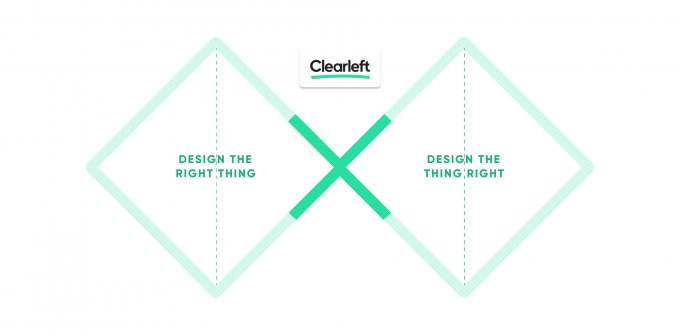 A diagram of the double diamond, with Clearleft in the middle of the two