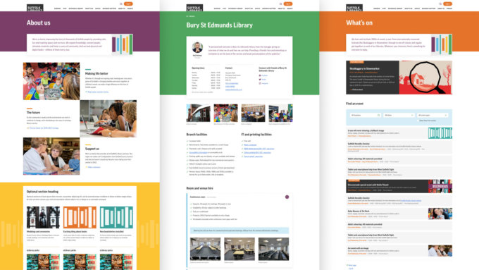 A selection of web pages with different colour schemes.