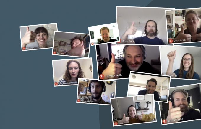 A montage of some of the Clearleft team from a Zoom call
