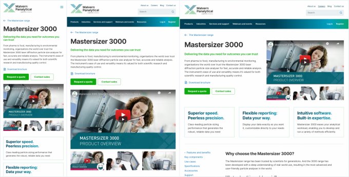 An image of a webpage in small medium and large sizes.