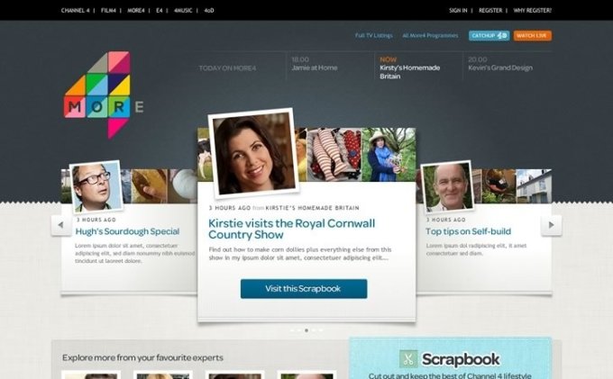 Channel 4, Scrapbook, and More4 branding.