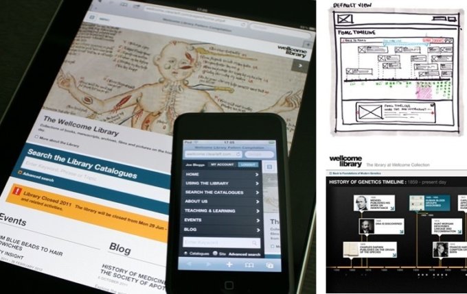 Phones and tablets showing the same website.