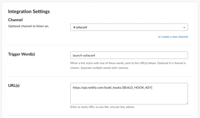 The build hook builder on Slack.com