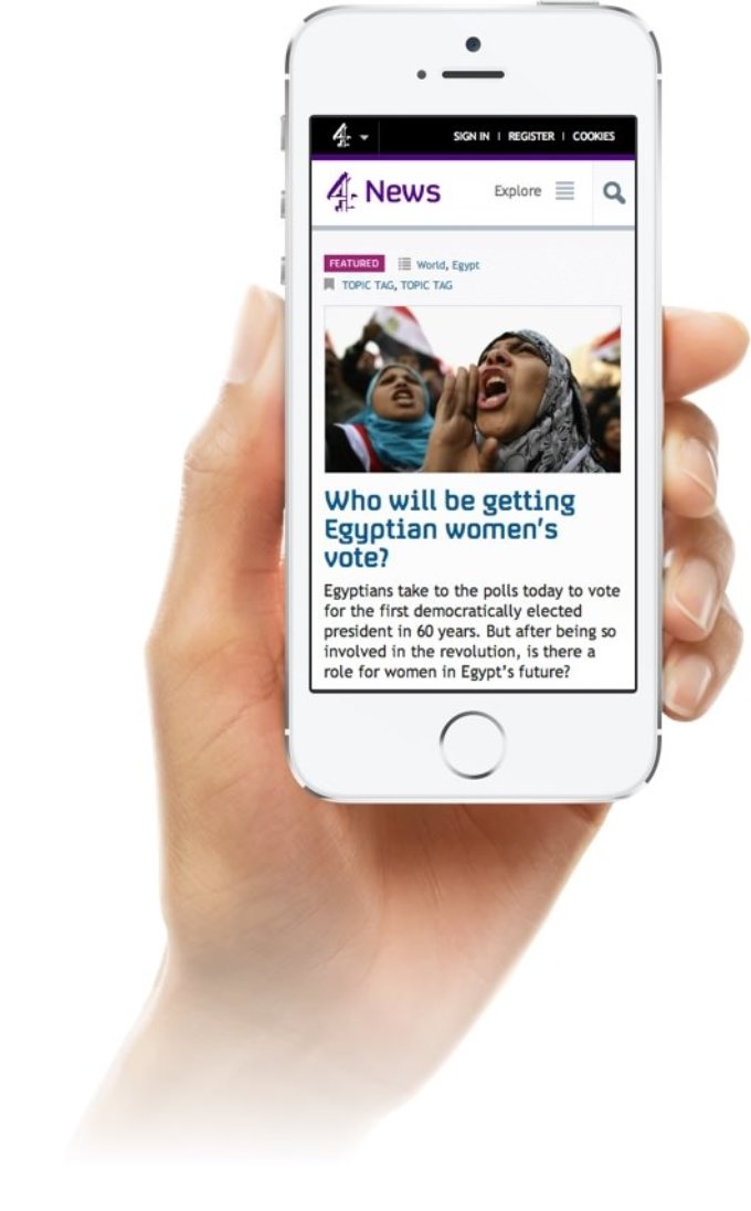 A mobile mock up of the channel 4 website