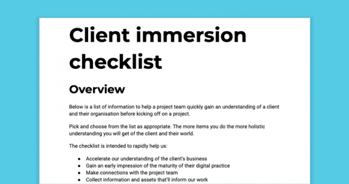 Visual of the checklist on a blue background