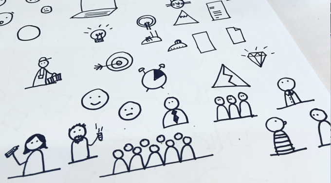 doodles of research findings on paper