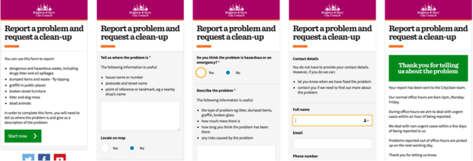 A redesign street report form used to capture information from citizens