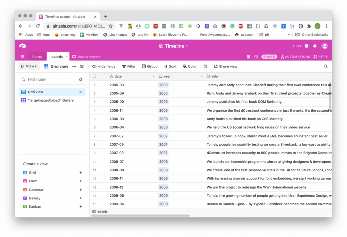 a screenshot of an airtable database
