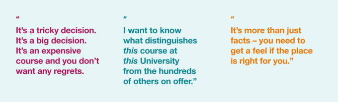 A selection of quotes from current and prospective students