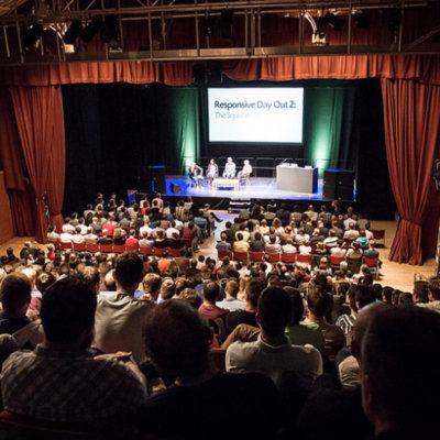 A stage and an audience.