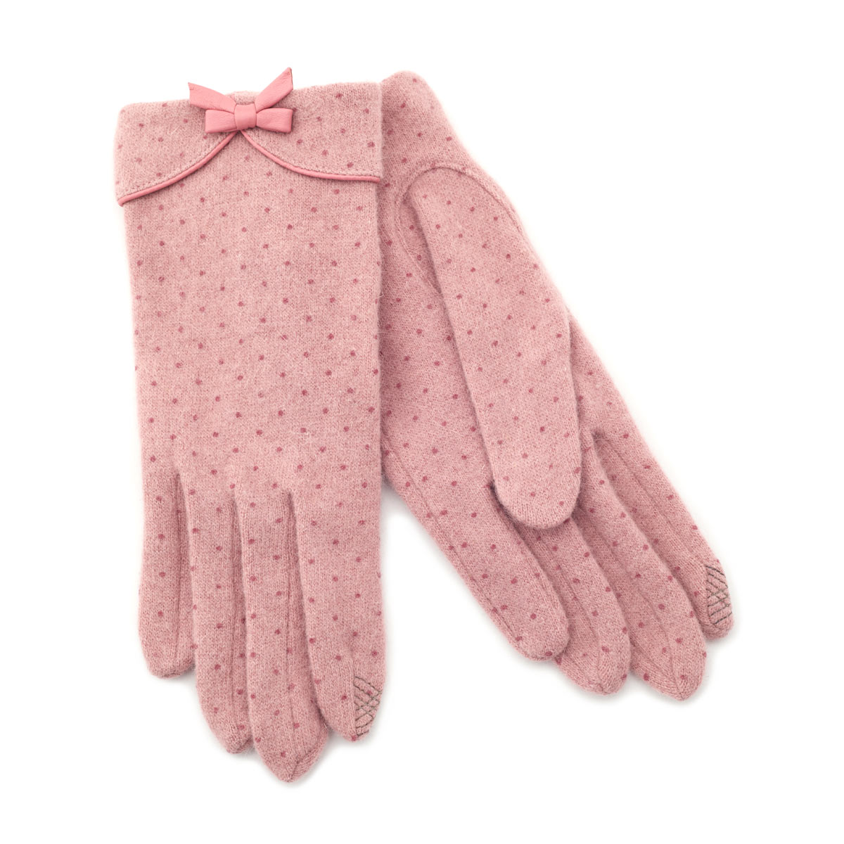 Blush Pink Polka Dot Wool Gloves