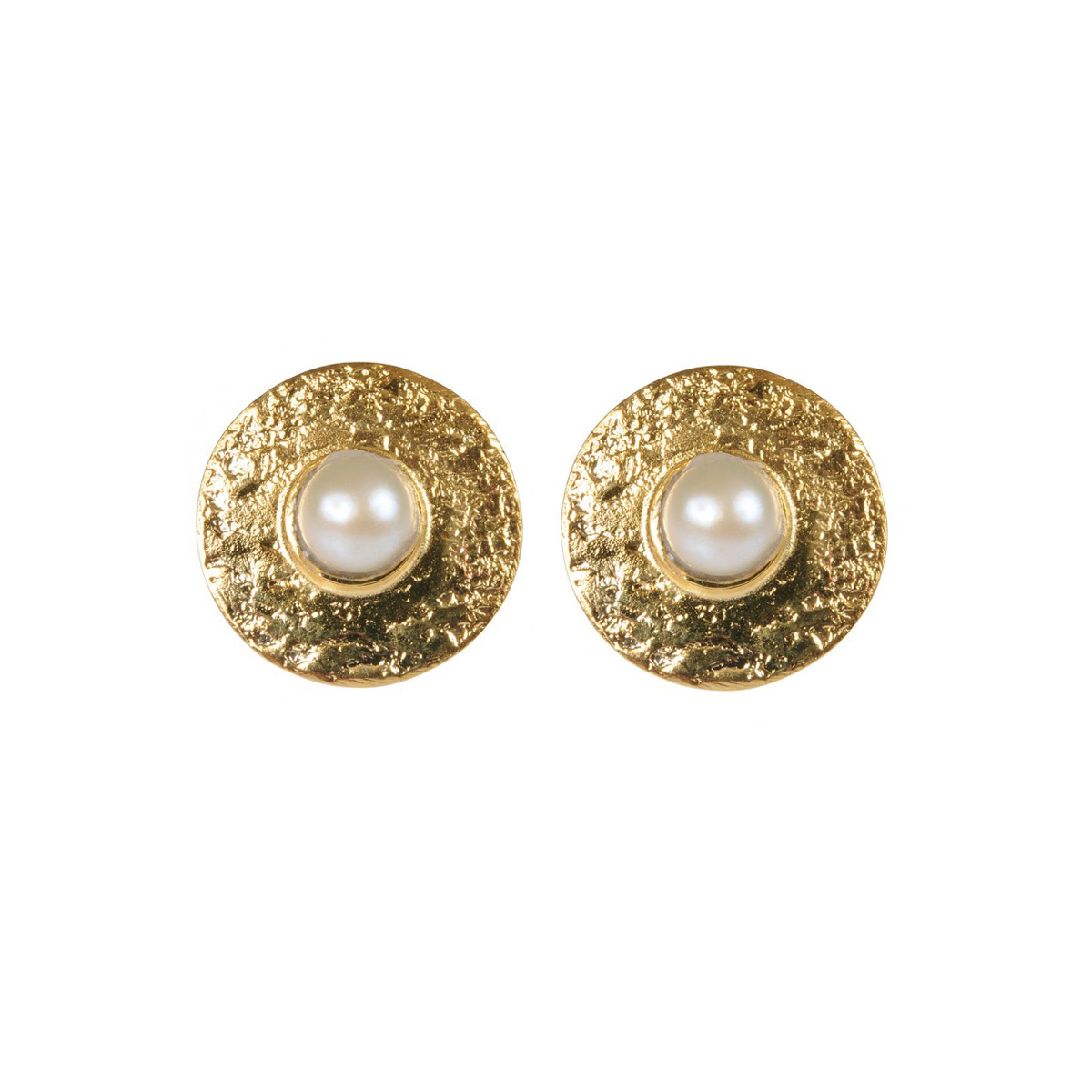 Gold Plated Stud Disc Earrings by Mirabelle
