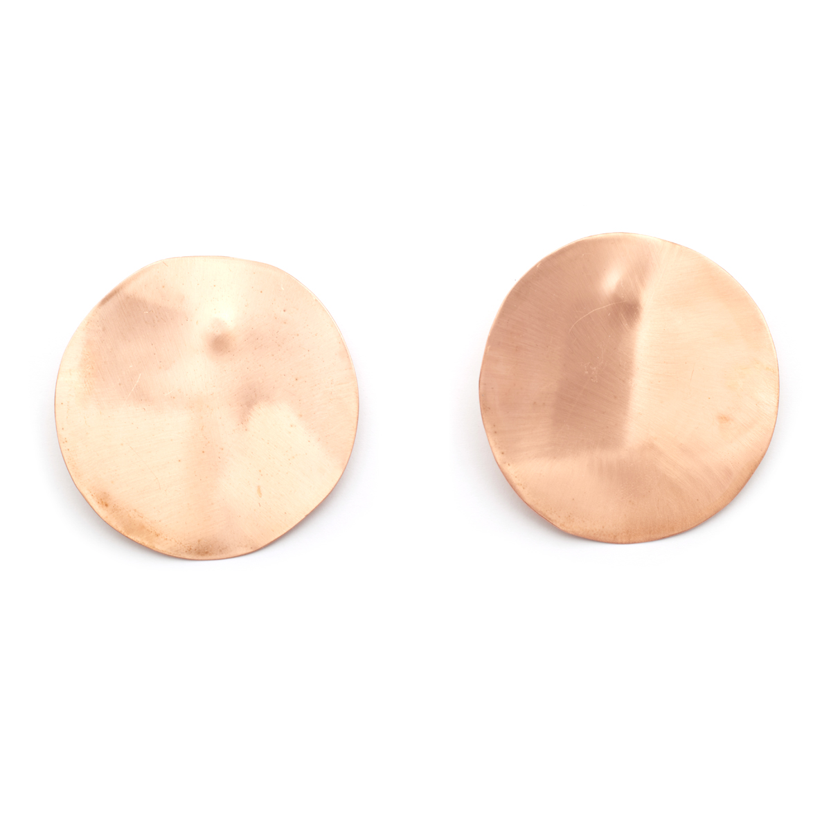 Copper moon stud earrings by Sibilia