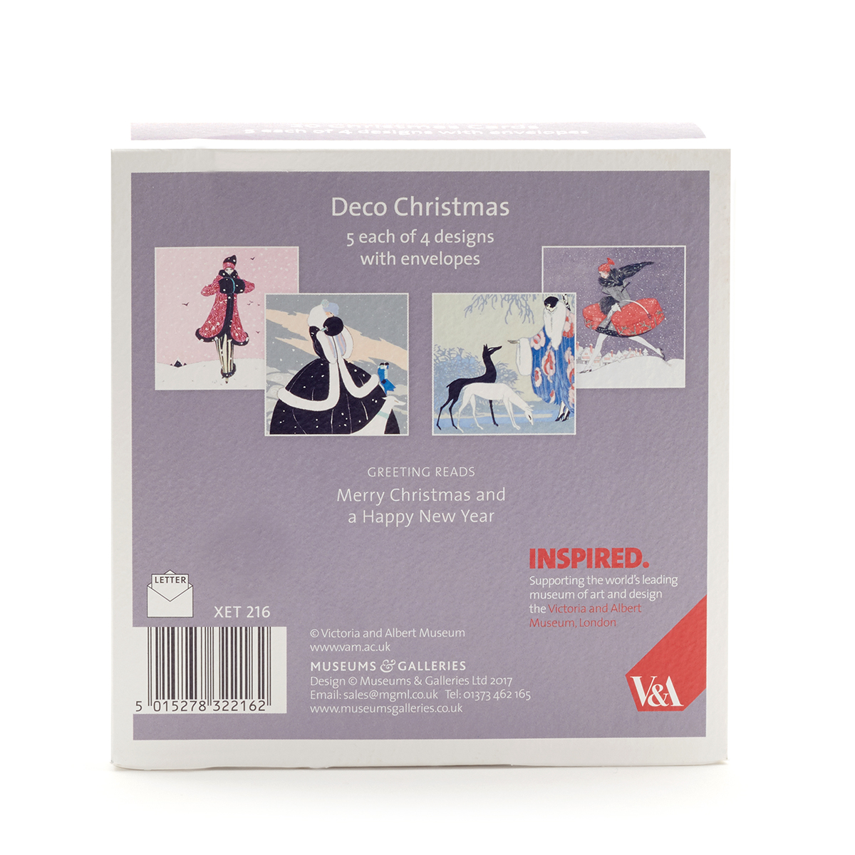 V&A Christmas Cards Art Deco (pack of 20 4 designs)