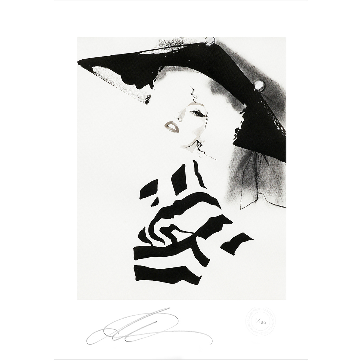 Look 10 Illustration by David Downton limited edition print