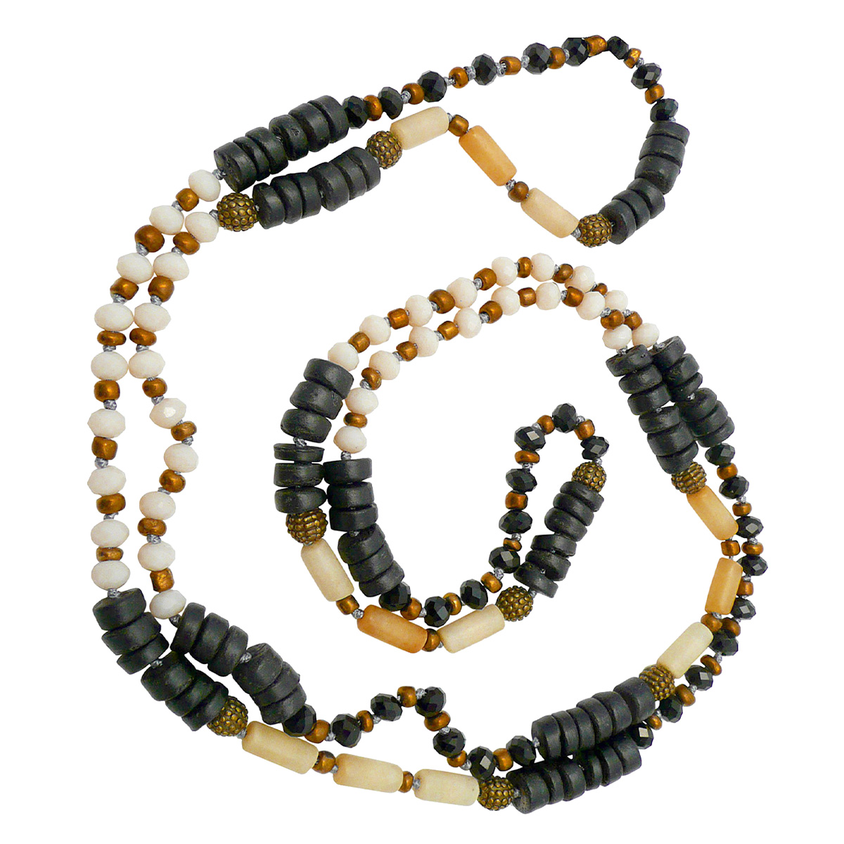 Long black beaded necklace