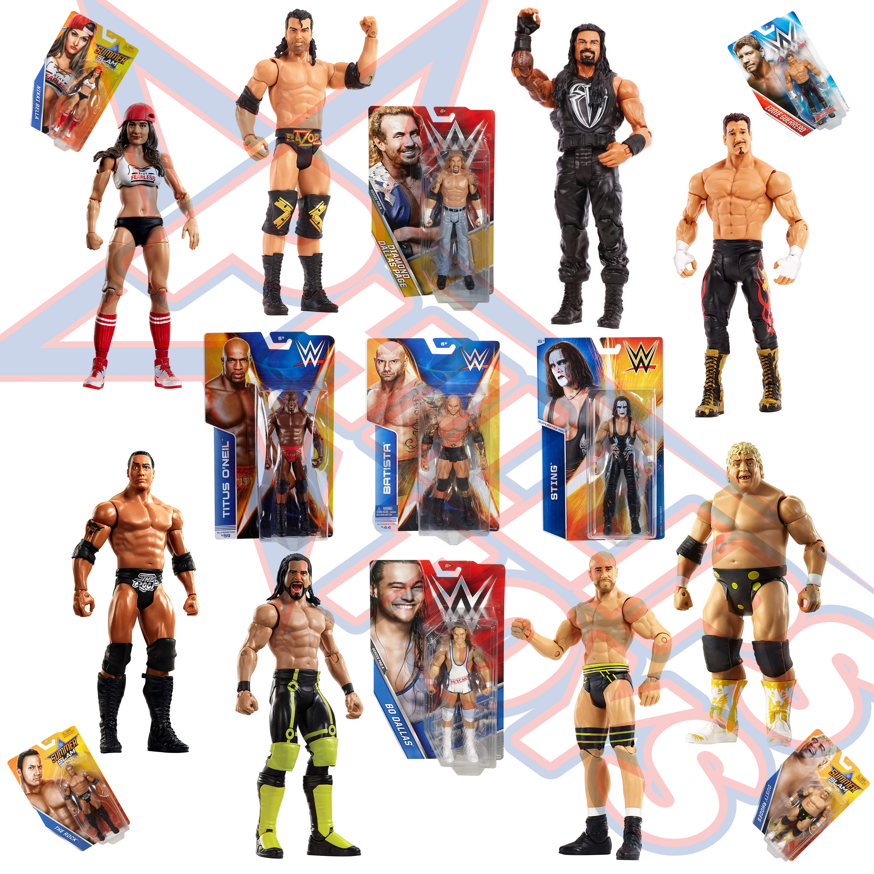 Choose WWE Mattel Retro Series 3-Goldberg,AJ Styles,Seth Rollins,Dean Ambrose