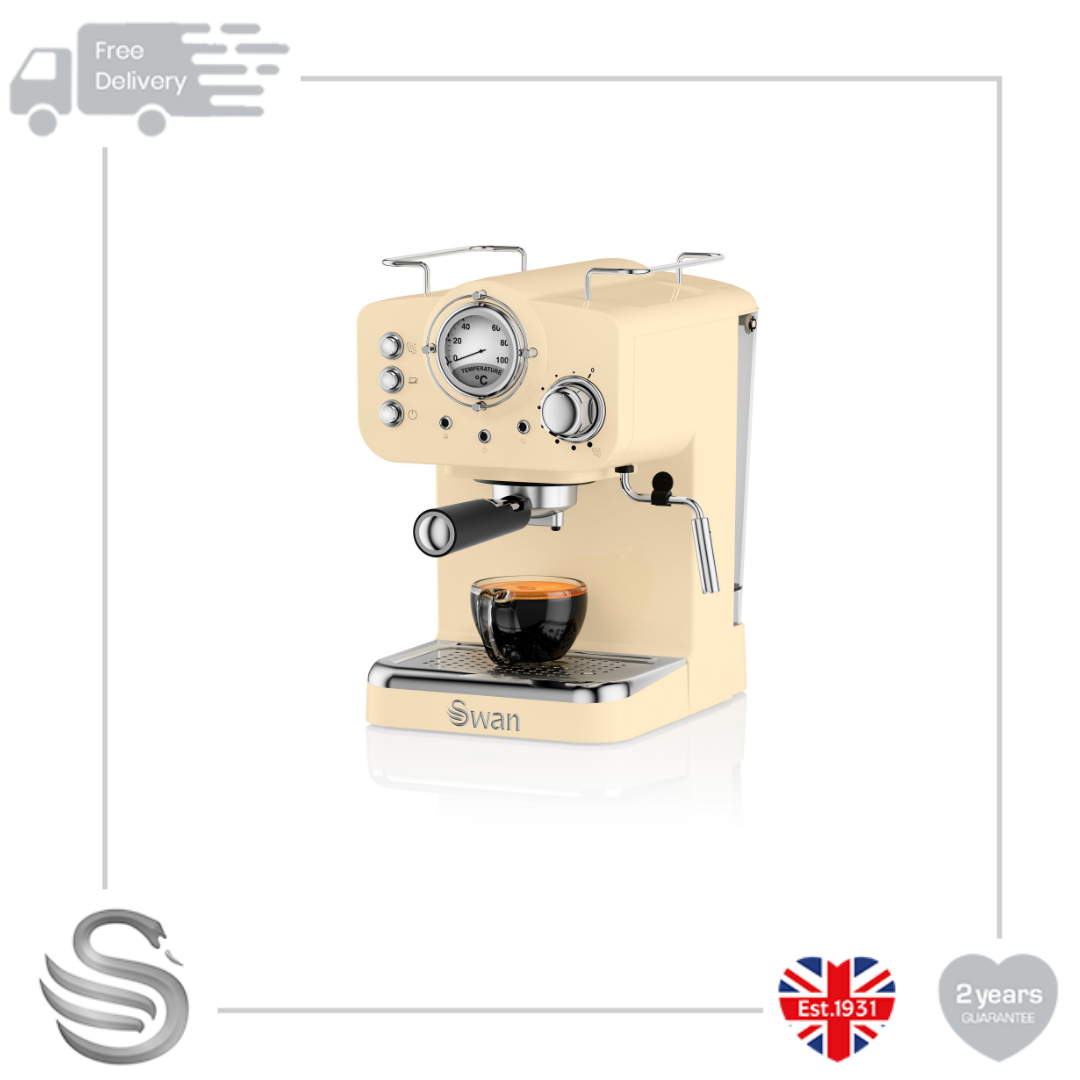 SWAN PUMP ESPRESSO Coffee Machine Nordic & Retro 15 Bar 1.2L Milk