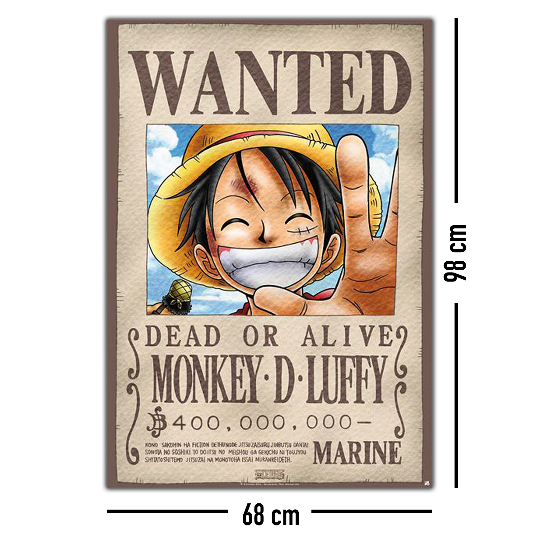 One Piece Poster Wanted Monkey D. Luffy 68 x 98 cm | eBay